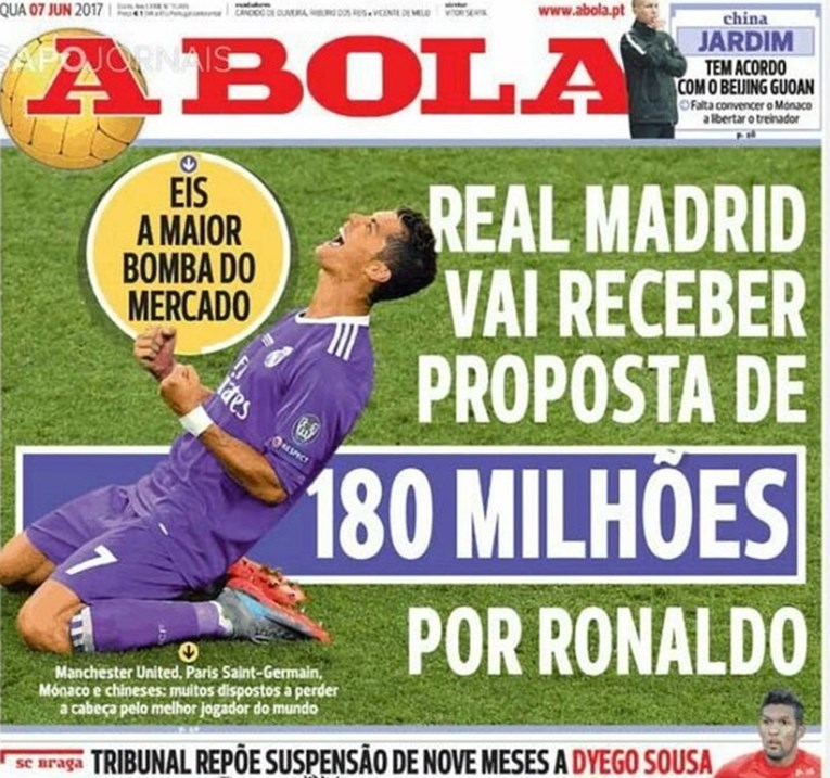 BOMBETINA IZ PORTUGALA Real za Ronalda dobiva ponudu od 180 milijuna eura