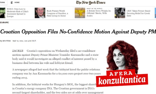 I New York Times piše o aferi Konzultantica obitelji Karamarko