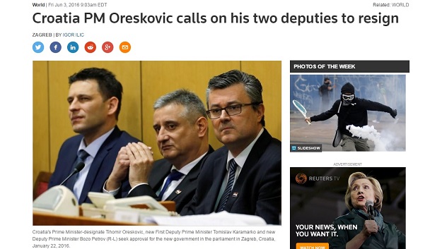 Svjetske agencije o hrvatskoj krizi vlasti: Vlada je na rubu raspada