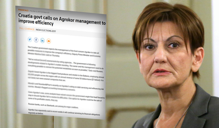 Reuters je ministricu Dalić pitao o drami u Agrokoru, evo što je rekla