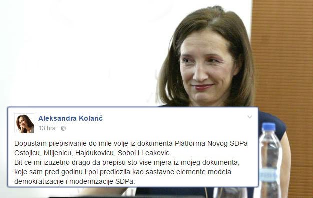 Kolarić kandidatima za šefa SDP-a poručila: Sretno vam prepisivanje mog programa