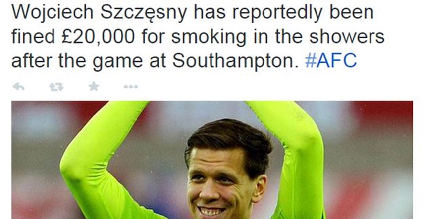 Glupost godine: Golman Arsenala nakon poraza kod Southamptona kažnjen zbog cigarete pod tuševima