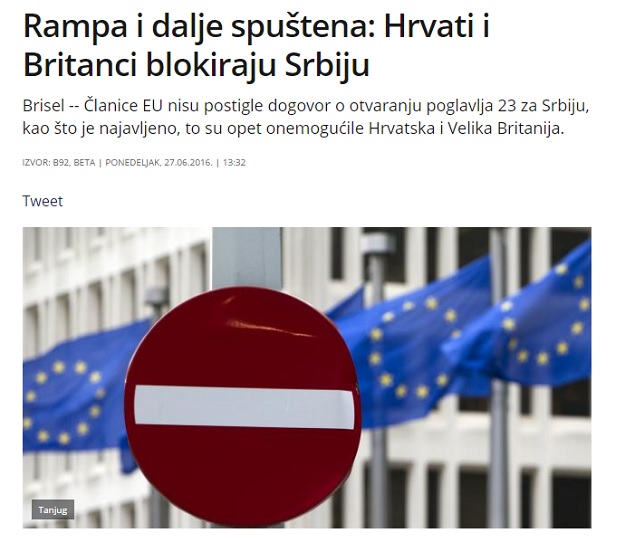 Blokada Srbije udarna vijest u Beogradu: "Rampa je spuštena, Britanci i Hrvati blokiraju Srbiju"