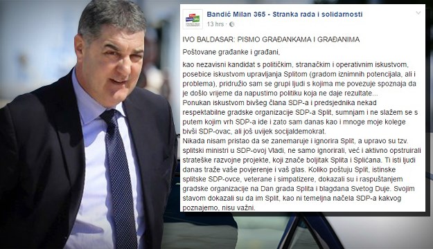 Baldasar se patetičnim pismom na Facebooku dodvorava građanima, ovi ga brutalno ispljucali