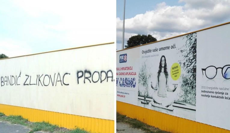 Jučer u Sopotu osvanule poruke protiv Bandića, već danas na tom mjestu sve prekriveno reklamama