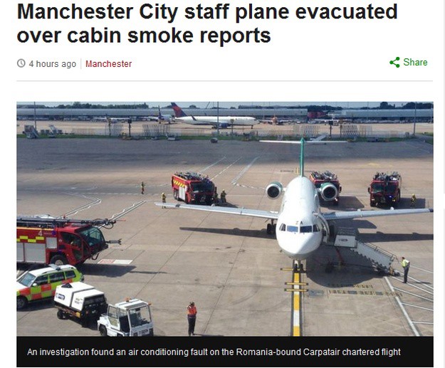 Evakuiran avion s kojim je Manchester City letio na play-off Lige prvaka