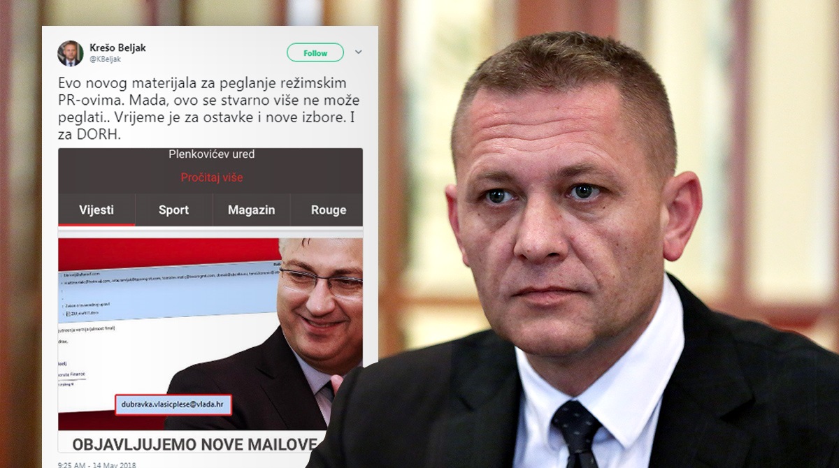 Beljak o novim mailovima: Vrijeme je za ostavke i nove izbore. I za DORH