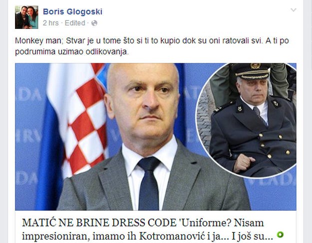 Sin Đure Glogoškog ministra Matića nazvao majmunom i optužio da je "kupio odlikovanja"