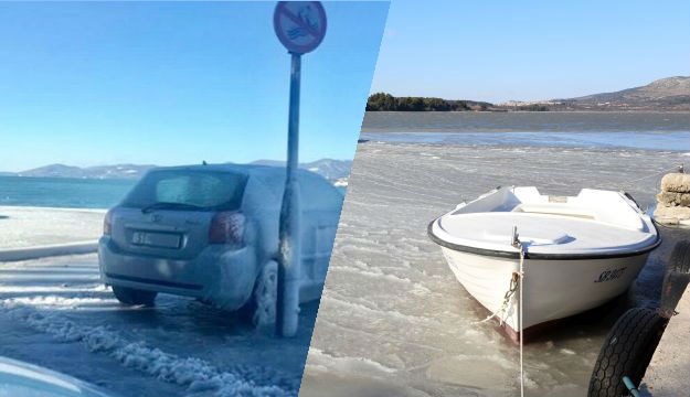 FOTO Ovakvu Dalmaciju još niste vidjeli: Zaledilo se more, automobili i brodovi