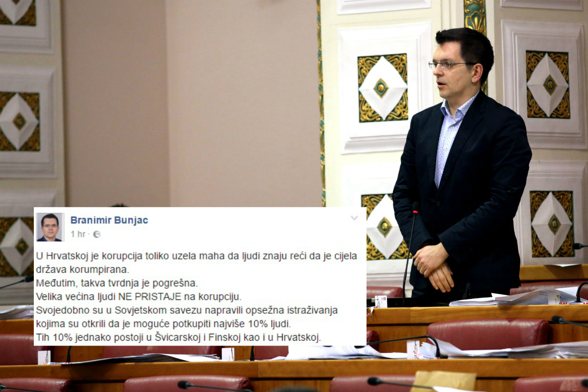 Bunjac: Korupcija je premrežila svaku poru društva, a za sve su krivi Tuđman i HDZ