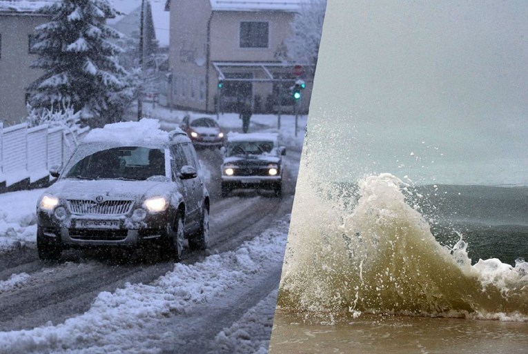 VOZAČI, OPREZ Orkanska bura ne posustaje na Jadranu, u Lici snijeg stvara probleme u prometu