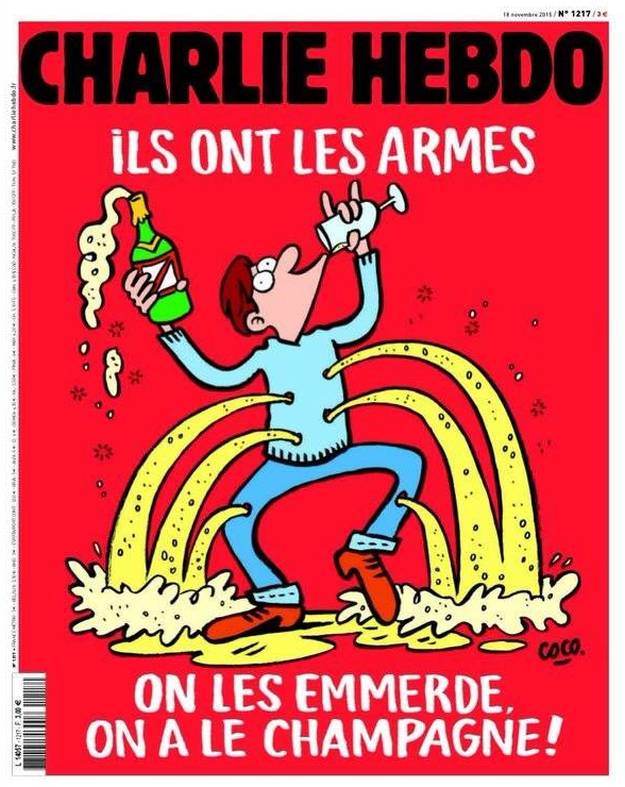 Charlie Hebdo u novom broju: Oni imaju oružje, tko ih jebe, mi imamo šampanjac!