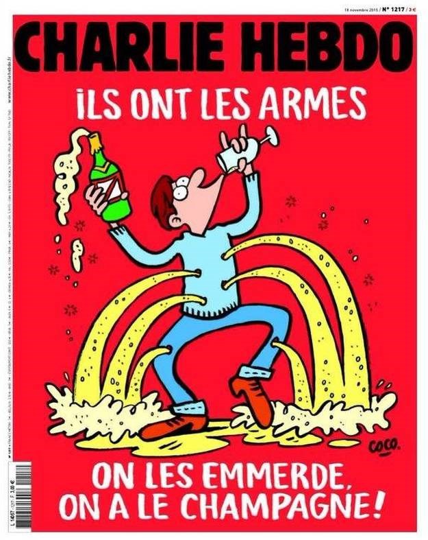 Charlie Hebdo u novom broju: Oni imaju oružje, tko ih jebe, mi imamo šampanjac!