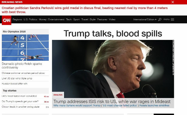 CNN-u breaking news olimpijska pobjeda "hrvatske političarke"