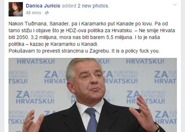 Glasnogovornica SDP-a na Facebooku: Karamarkova politika je "fuck you"