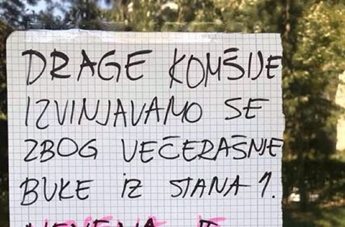 Obavijest susjedima u Beogradu: "Oprostite zbog buke, ni mi nismo očekivali da se ovo dogodi..."