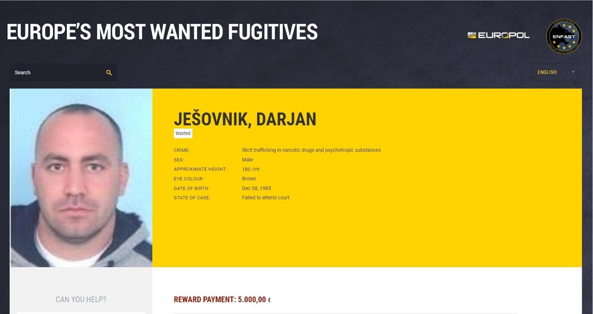 Policija nudi 5000 eura nagrade za informacije o jednom od najtraženijih bjegunaca u Europi