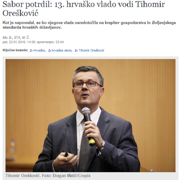 Slovenski mediji o novoj Vladi: Orešković pričao samo o ekonomiji, druge teme nije ni spomenuo