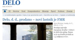 Slovenski dnevni list Delo prodan za 7,3 milijuna eura