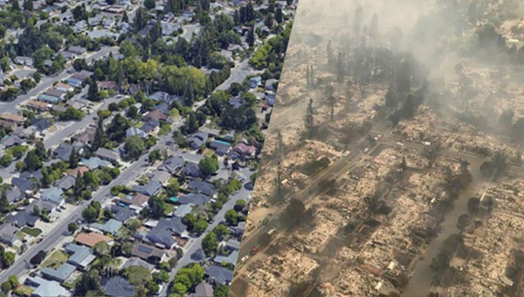 TOTALNO UNIŠTENJE Pogledajte fotografije prije i nakon što je požar opustošio grad u Kaliforniji