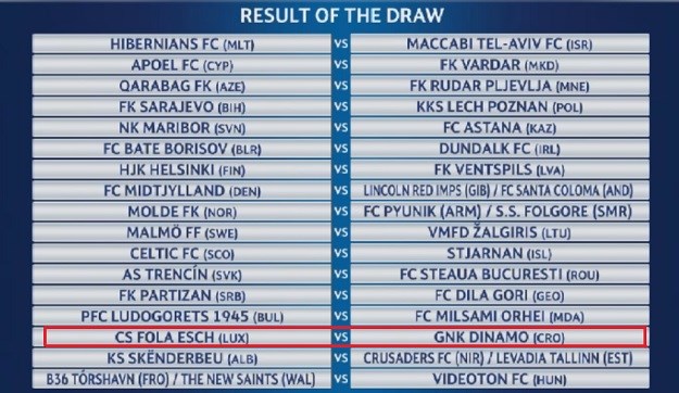 Dinamo protiv prvaka Luksemburga u drugom pretkolu LP-a