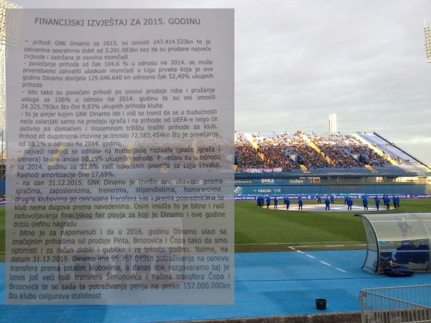 Dinamo u 2015. zaradio 3,29 milijuna kuna