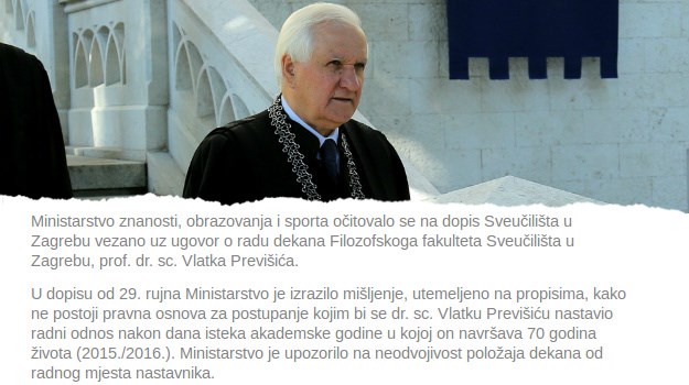 Vlatko Previšić od 3. listopada više ne može biti dekan Filozofskog
