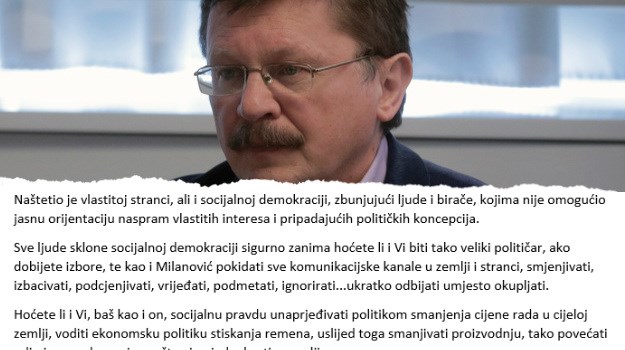 Ribić pisao Ostojiću: "Nemoguće je biti socijaldemokrat, a hvaliti Milanovića"