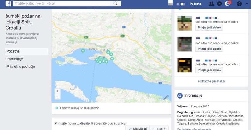 Facebook aktivirao Safety Check za Split, Hrvati još jednom pokazali svoju dobrotu