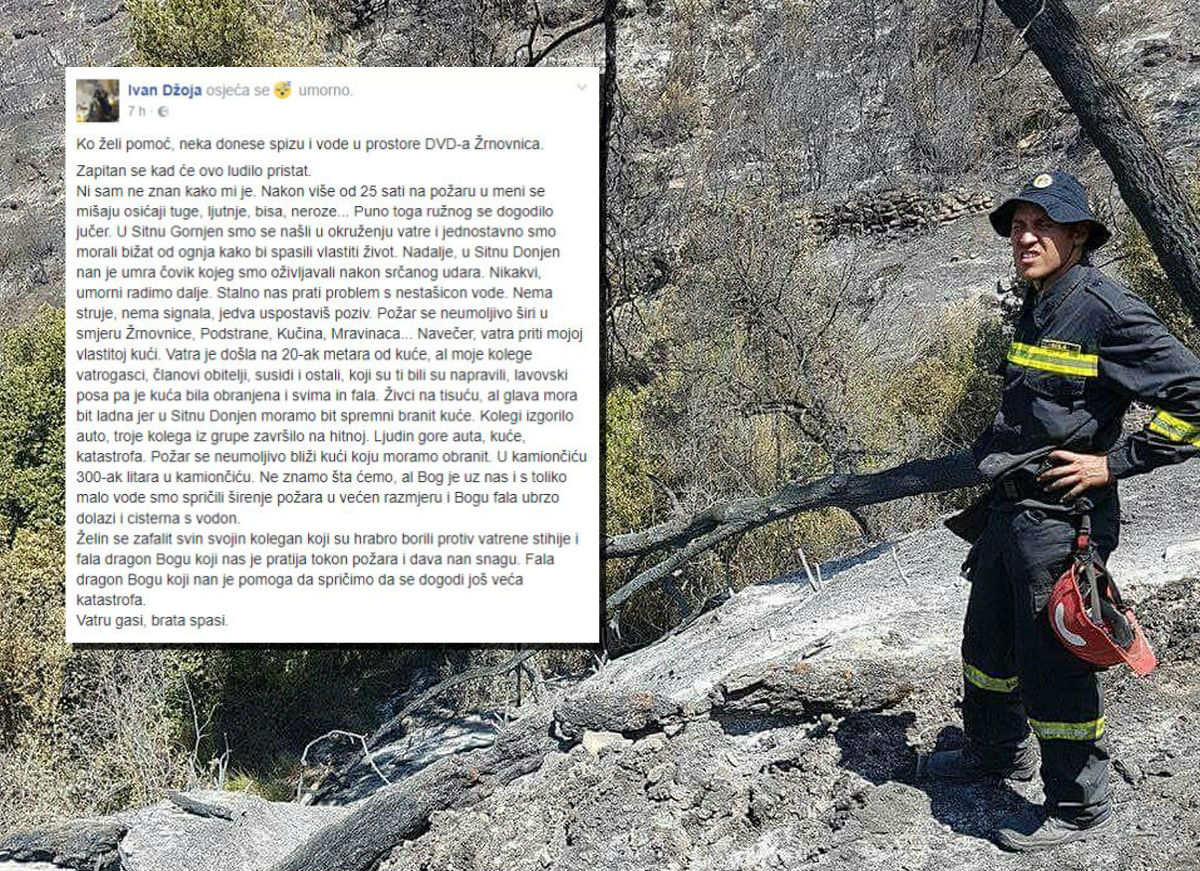 Mladi vatrogasac opisao pakao s požarišta: Miješaju se osjećaji tuge, ljutnje, nervoze