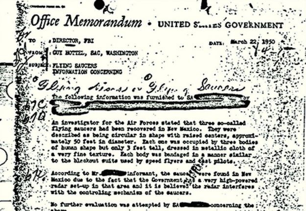 FOTO Ovo je najtajanstveniji dokument kojeg je FBI objavio, a govori o izvanzemaljcima