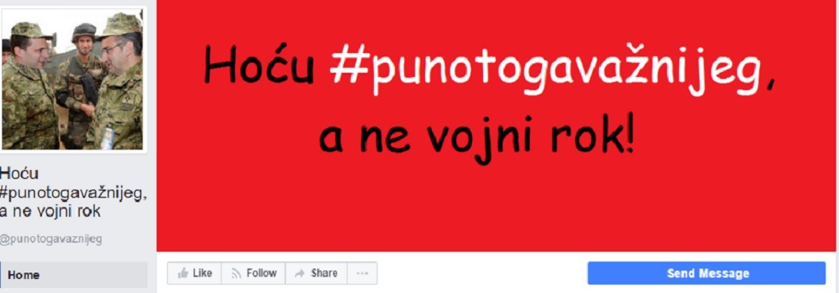 Mladi prosvjeduju na Facebooku: "Hoću #punotogavažnijeg, a ne vojni rok"