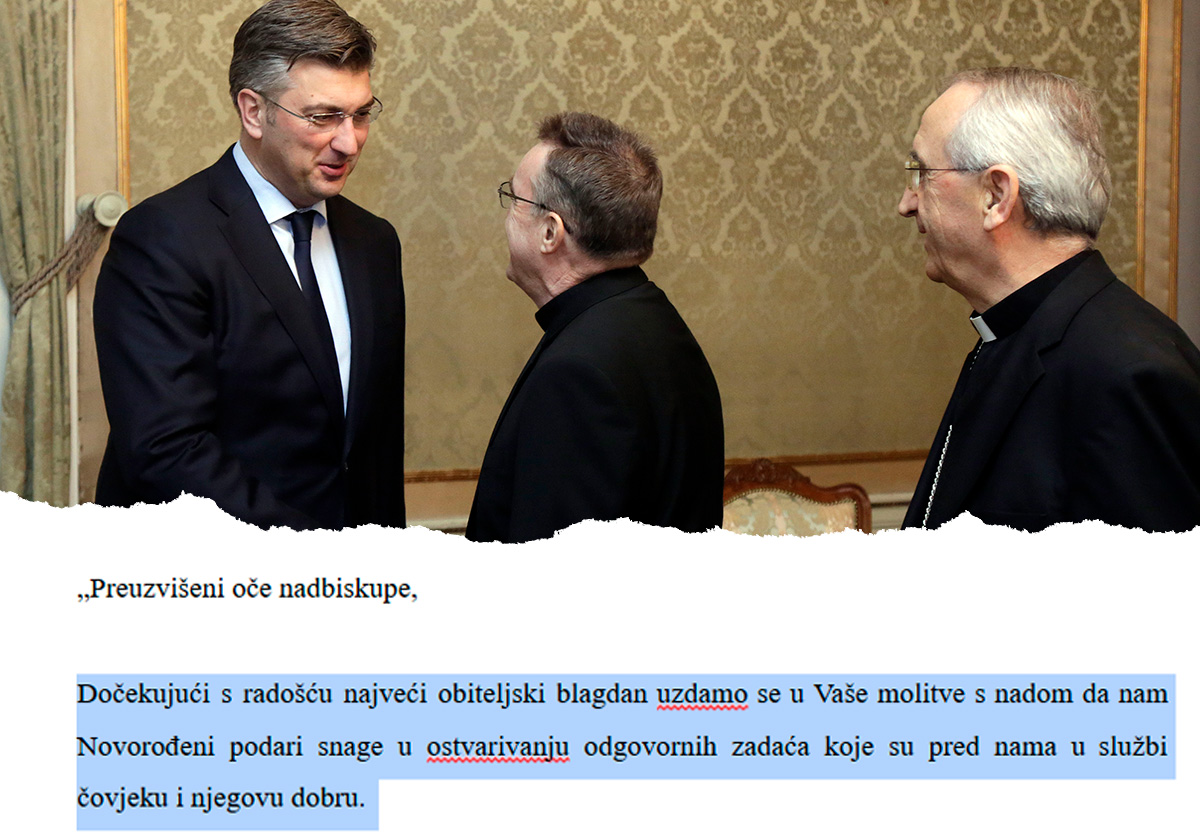 Plenković Božić čestitao Bozaniću i Puljiću, jednog zove "dragi oče" drugog "preuzvišeni oče"