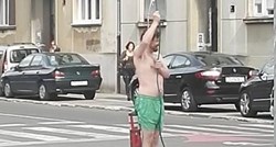 FOTO Muškarac se tuširao usred kružnog toka u Zagrebu i postao hit na Facebooku