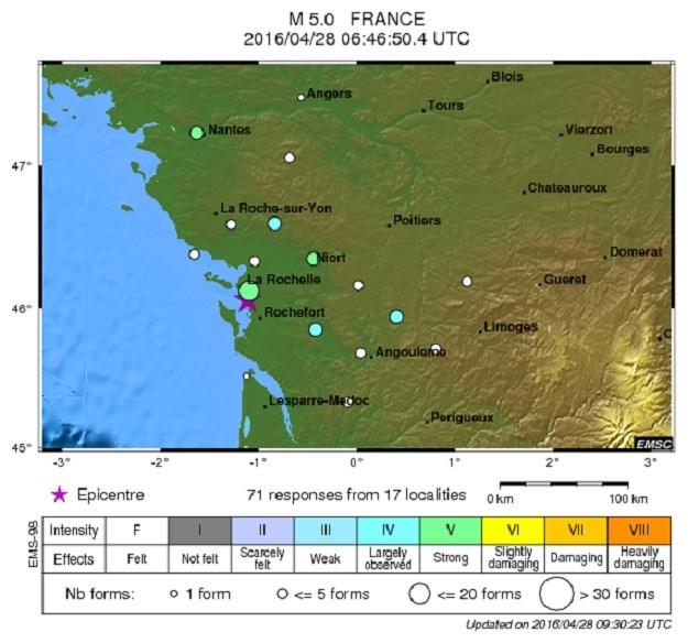 Potres magnitude 5 pogodio zapad Francuske: Nema žrtava ni materijalne štete