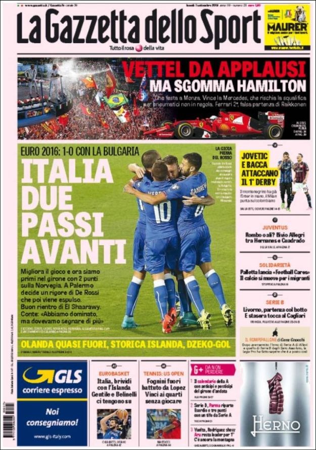 Svjetske naslovnice: Italija dva koraka ispred