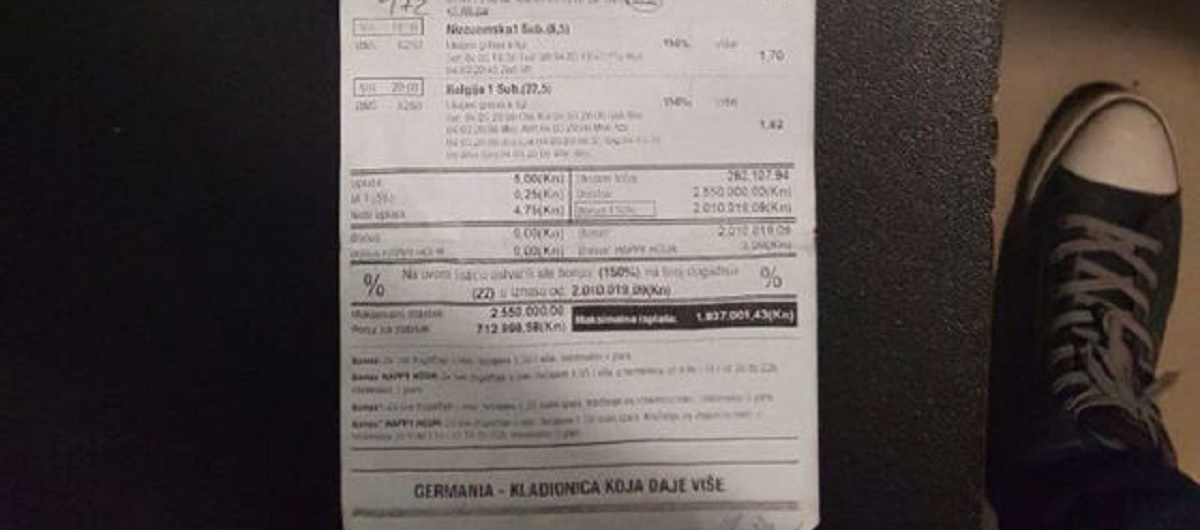 Kakav sretnik! Pogledajte što je Splićanin pogodio na kladionici i dobio 370.000 kuna
