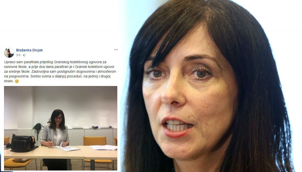 Ministrica Divjak potpisala prijedlog kolektivnog ugovora za osnovne škole