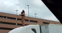 Gola žena dva sata plesala na krovu kamiona i potpuno blokirala autocestu