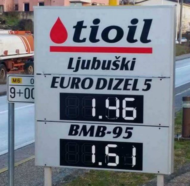 Cijena litre eurodizela u BiH danas pala na 5,69 kuna