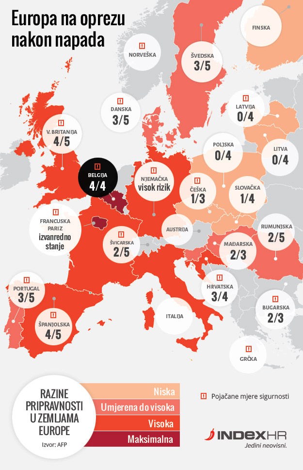 INFOGRAFIKA Uzbuna u Europi: Ove zemlje su proglasile visoki stupanj pripravnosti