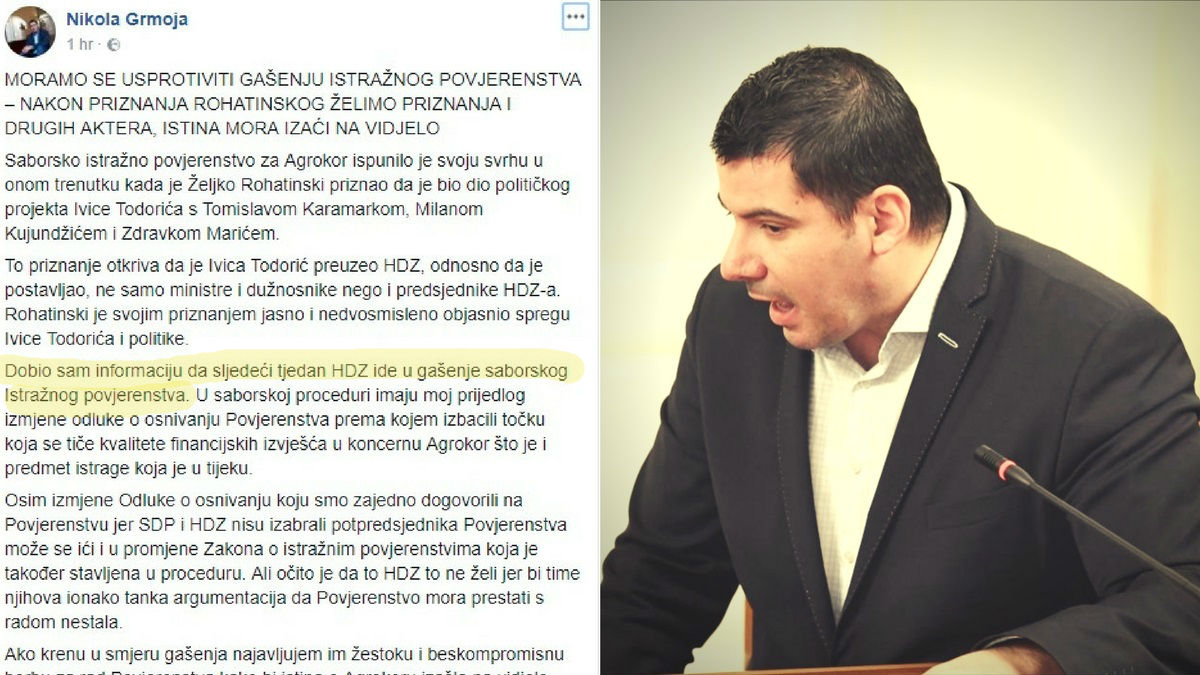 HDZ sljedeći tjedan gasi povjerenstvo za Agrokor, tvrdi Grmoja
