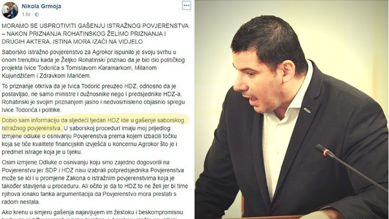 HDZ sljedeći tjedan gasi povjerenstvo za Agrokor, tvrdi Grmoja