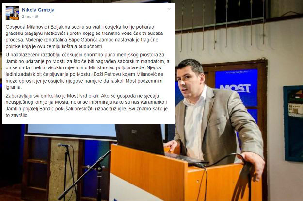 Grmoja o koaliciji SDP-a i HSS-a: "Zaboravljaju svi oni koliko je Most tvrd orah"