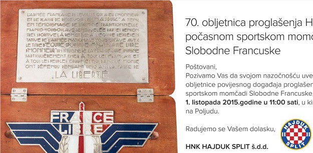 Hajduk već 70 godina počasna sportska momčad slobodne Francuske