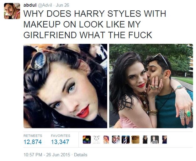 "Zašto našminkani Harry Styles izgleda kao moja djevojka?"