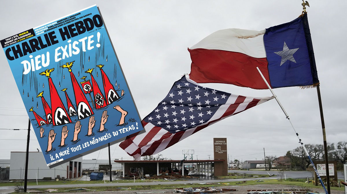 Charlie Hebdo posvetio naslovnicu uraganu Harvey: "Ima boga!"