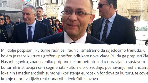 Kulturnjaci prosvjeduju pred Banskim dvorima: "Hasanbegović nema iskustva i zastupa lošu ideologiju"