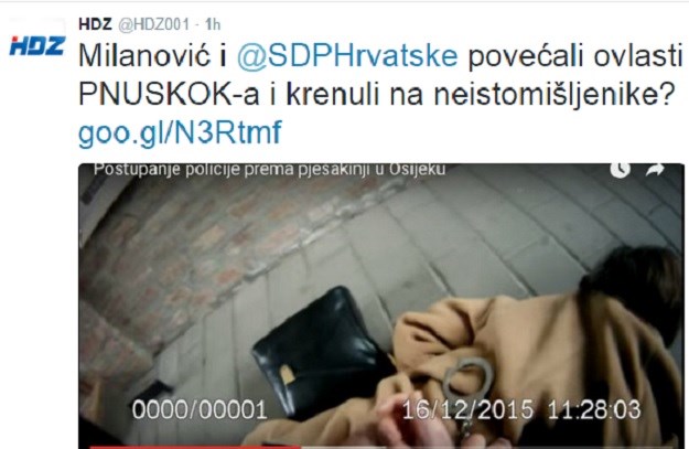 HDZ za reakciju policajca u Osijeku okrivio SDP