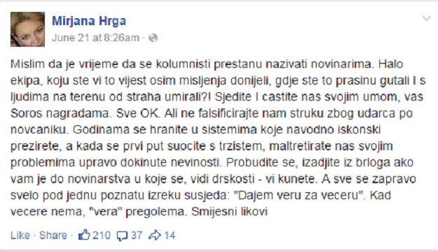 Hrga napala kolumniste, Dežulović joj žestoko odgovorio: Od Tuđmanove sobarice do ozbiljne urednice